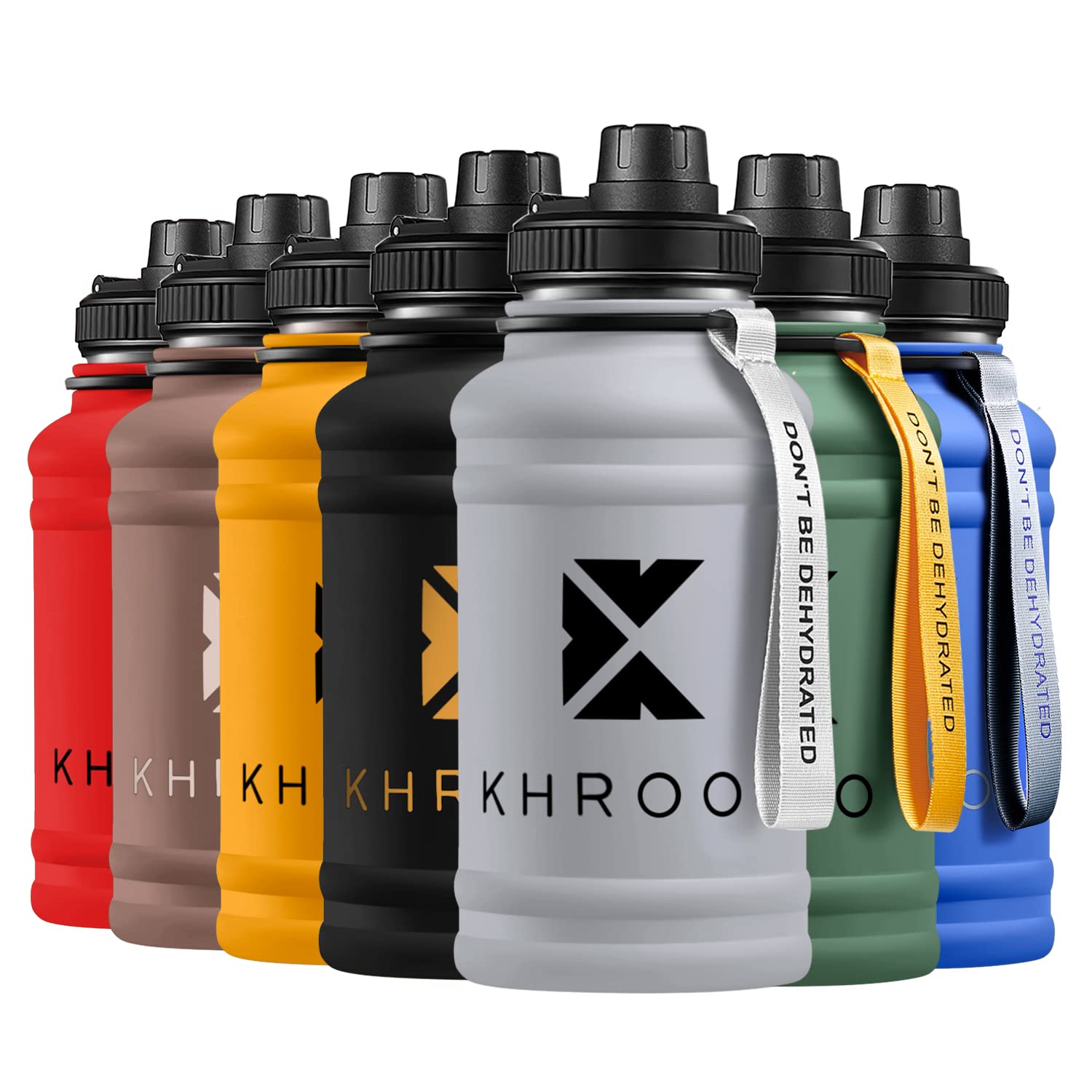 KHROOM Sports Water Bottle 1.3 L/2.2 L Leakproof for Sports, Fitness and Outdoor Activities | 1L/2L Weight Bottle BPA and DEHP Free | Fitness XXL | Steel Water Bottle