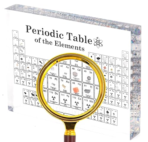 Miniatura 3 de Tabla periódica con elementos reales en el interior - Tabla periódica de ciencia acrílica grande con muestras de elementos 7.9 x 5 x 1 pulgadas