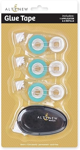 Altenew Rodillo de cinta adhesiva (+ 3 repuestos), cinta para álbumes de recortes, cinta adhesiva para proyectos de manualidades de papel, adhesivo