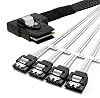 Mini SAS Cable, SFF-8087 to 4*SATA Left Angle to Straight High-Speed Data Transfer for SAS/RAID Controllers, Backplanes, and Servers, 15CM/26CM/59CM/80CMFT