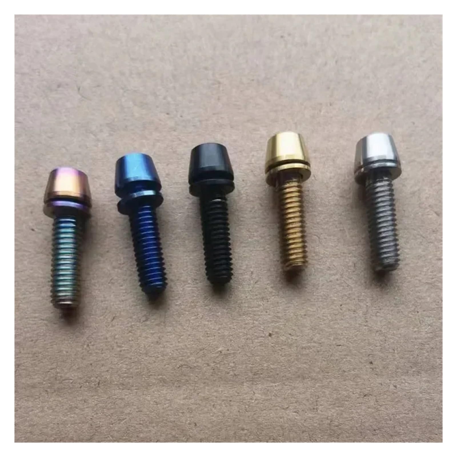 2-6 szt. śrub tytanowych M5 M6X16/18/20/25 z łbem stożkowym i podkładką uszczelniającą do mostka rowerowego(Rainbow,6pcs,M6X25mm)