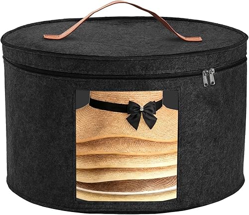 Cajas de almacenamiento para sombreros para mujeres/hombres, 17 pulgadas de profundidad x 10 pulgadas de alto, caja de almacenamiento para sombreros