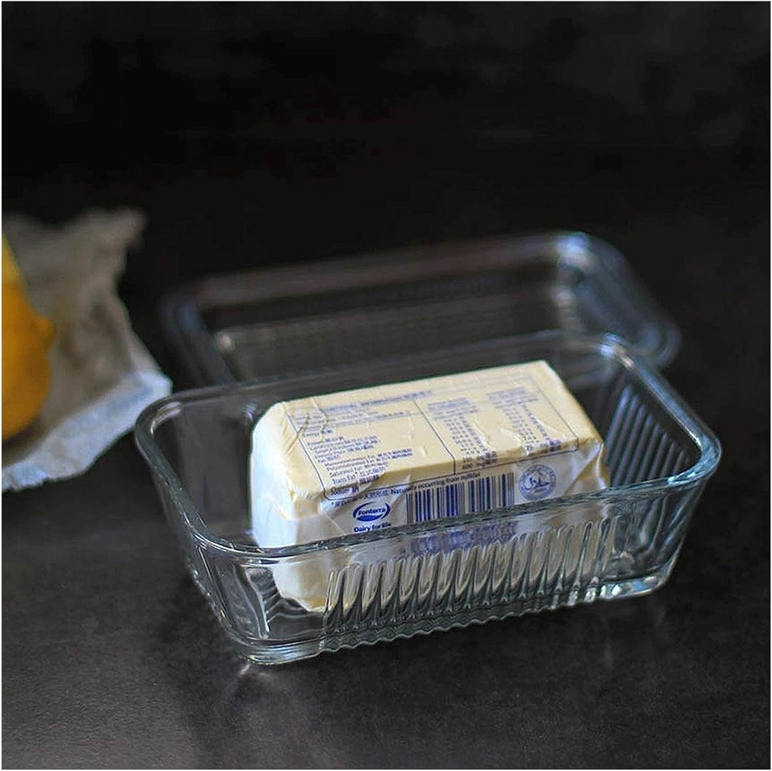 Butter Dish Glass Butter Dish with Lid. Transparent Storage Box for Fruit Butter Cakes.Butter Box is an for Relatives and Friends Kitchen Gift,