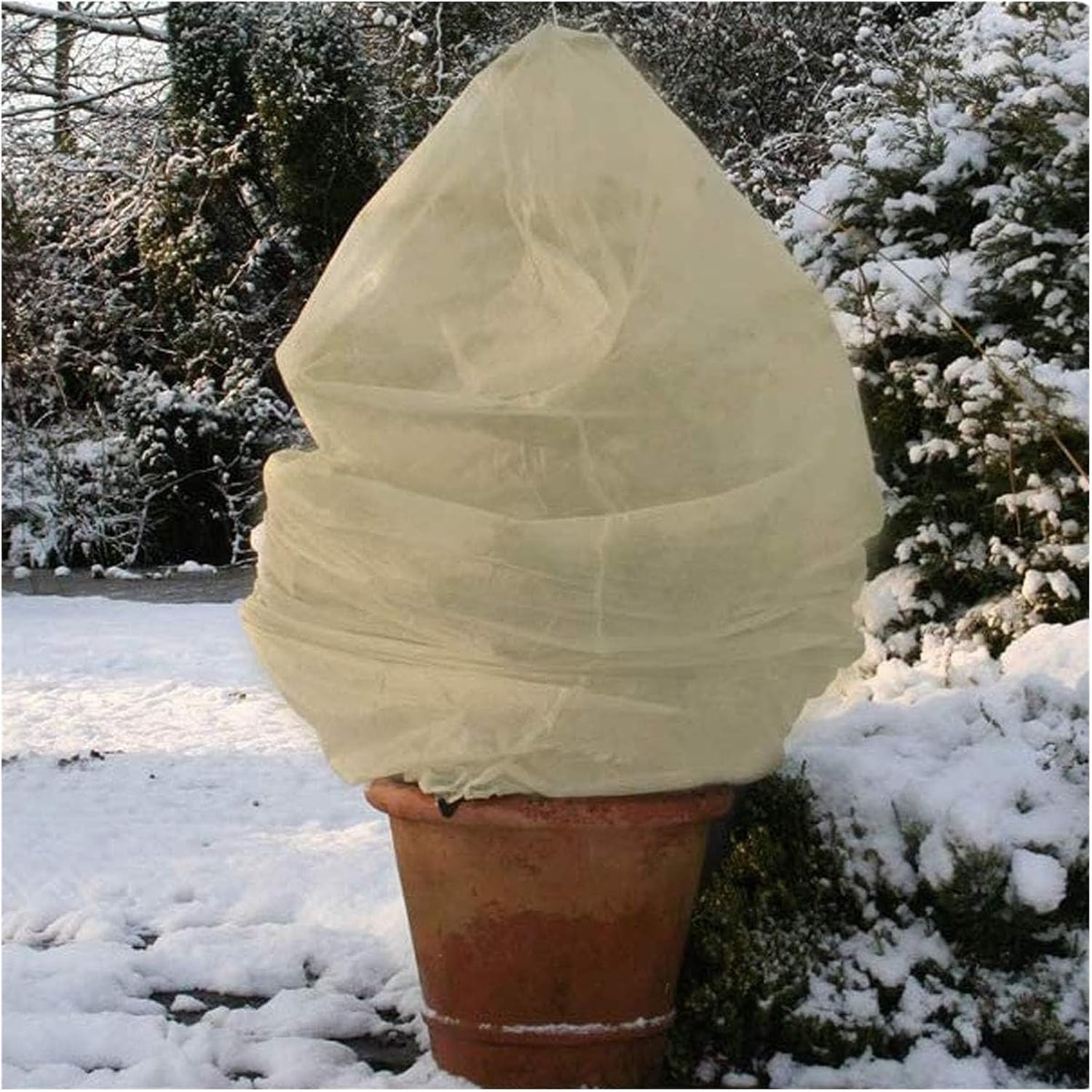 Plant Frost Protection Covers,Garden Plant Frost Protection Covers,2 Pcs 1.2x1.8m Beige Large Winter Drawstring Plant Covers Frost Protection Bag