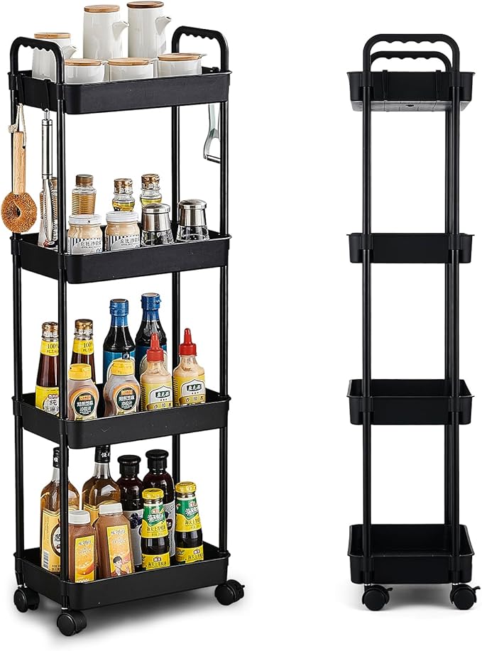 Carrello Portaoggetti 4 Ripiani Con Ruote - Organizer Per Cucina, Bagno O Ufficio - Foto 11