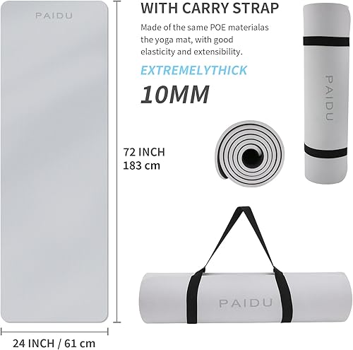 Miniatura 3 de Tapete de yoga antideslizante y antidesgarros, extra grueso, 25 pulgadas (0.394 in), alta resistencia, esterillas de yoga POE profesionales para