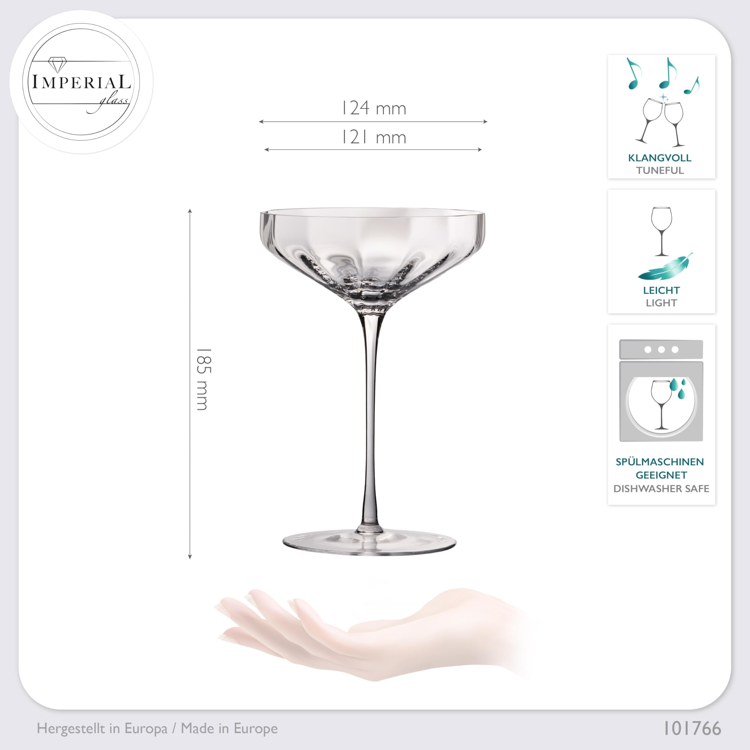 Imperial Lot de 6 flûtes à champagne ondulées 320 ml Cali, en verre Crystalline, fabriquées à la main