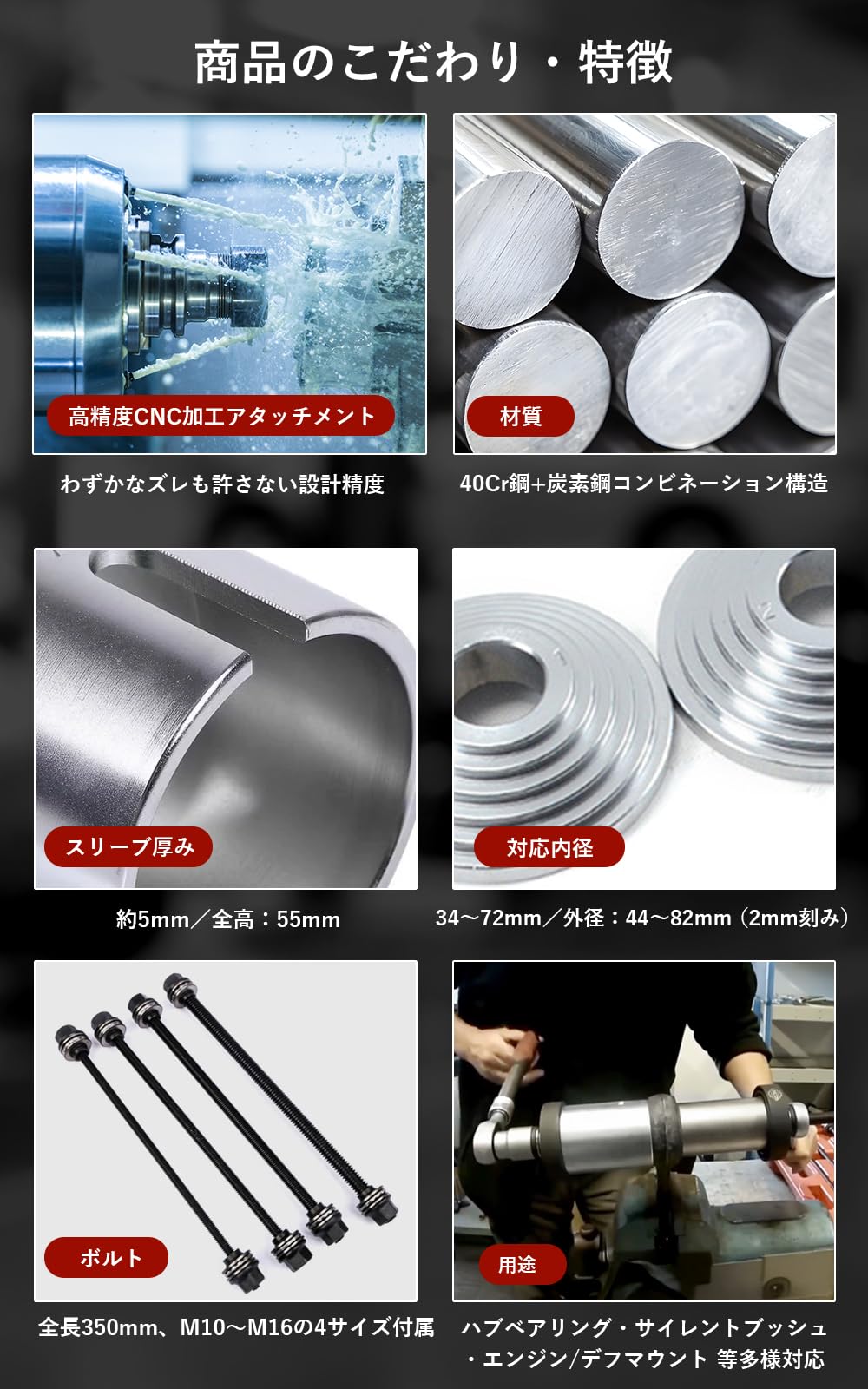 Amazon | PLEAVIT プルスリーブキット ブッシュ ベアリング 除去