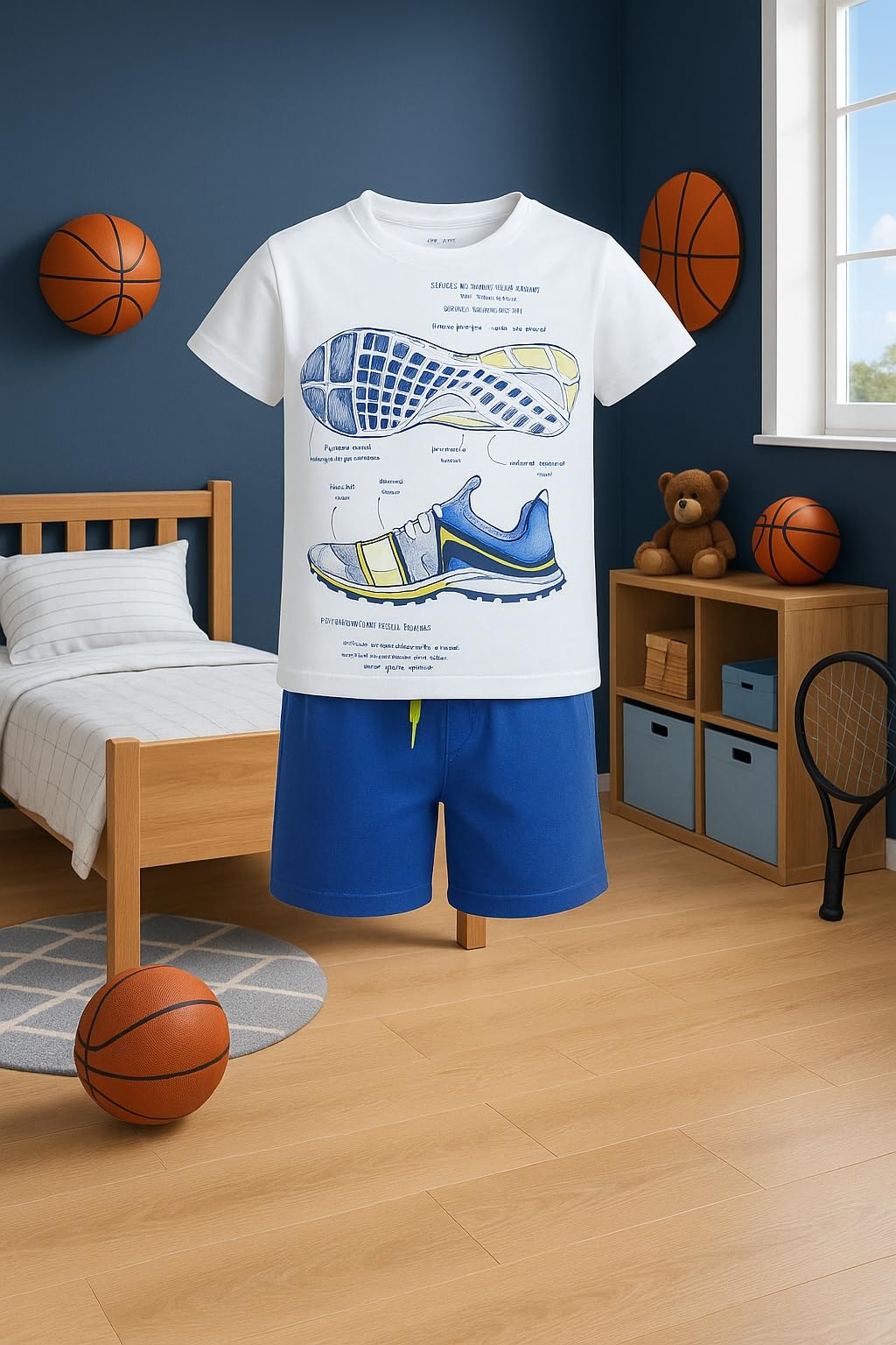 Generico Mayoral Sommer-Set für Jungen mit T-Shirt – elegantes Basketball-Set für Kinder mit T-Shirt und Shorts für Jungen von 3 bis 9 Jahren, 2-teiliges Set Urlaub