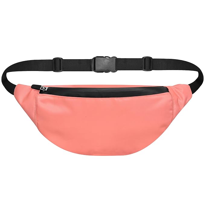 Waist Pack Slinger Travel Handy Hiking Zip Pouch Document Money Phone Belt Sport Bag Bum Bag for Men and Women Nylon (Peach Pink)
