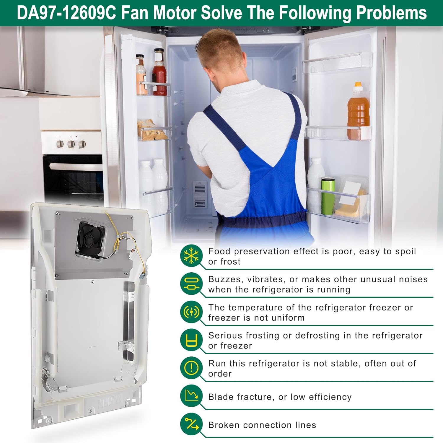 Upgraded DA97-12609C Refrigerator Evaporator Fan Motor Cover Replacement Compatible with Samsung DA97-12609A Evaporator Cover Assembly Replace AP5651826 PS5575384 Refrigerator Fan Motor