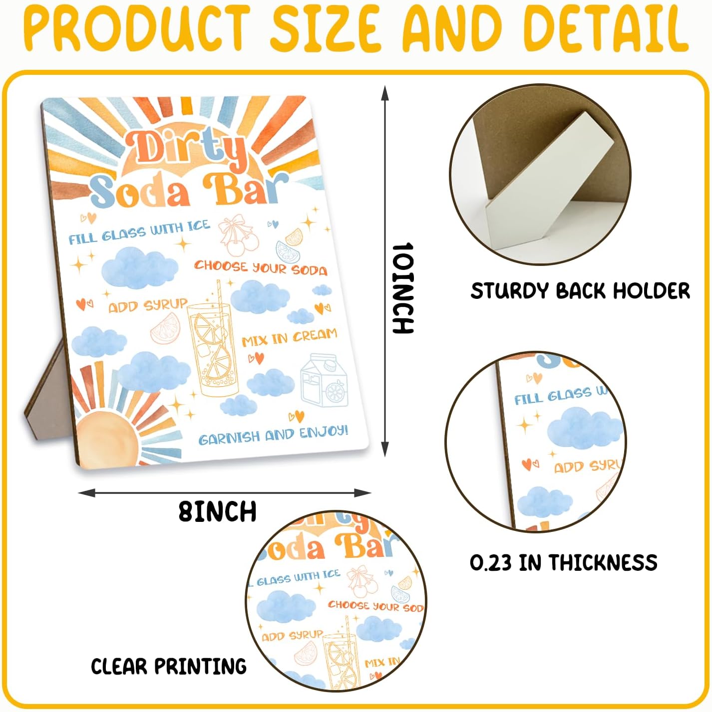 Here Comes the Son Drink Menu Wooden Sign 8x10, Church Party Supplies image 2