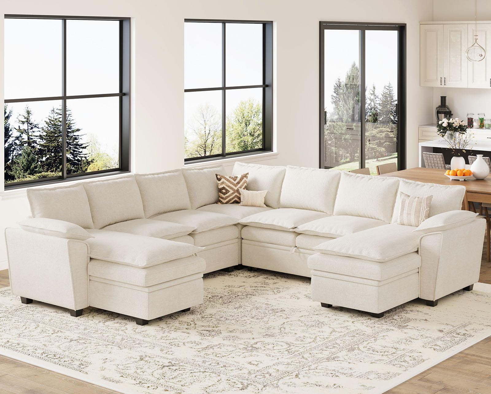 Belffin Oversized Modular Sectional Pull Out Couch Bed Sleeper Sofa with Storages Oversized Sectional Couches for Living Room