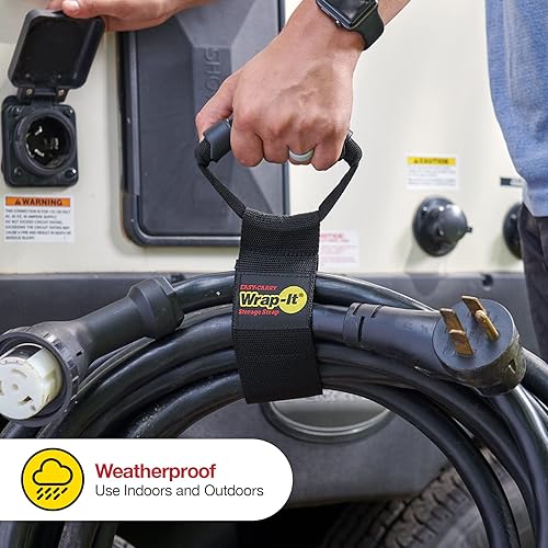 Miniatura 2 de Correas Wrap-It Storage de fácil transporte – 22 pulgadas (paquete de 2) – Correa de transporte de gancho y bucle de alta resistencia, colgador y