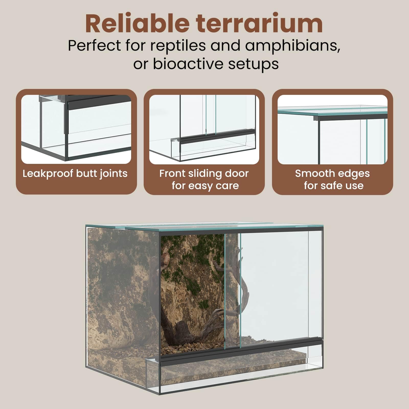 vidaXL Terrarium mit Speicher Transparent 40 x 30 x 30 cm Glas, Moderner Glasterrarium, robuster Reptilienkäfig, 360-Grad Lebensraum, transparentes Zuhause