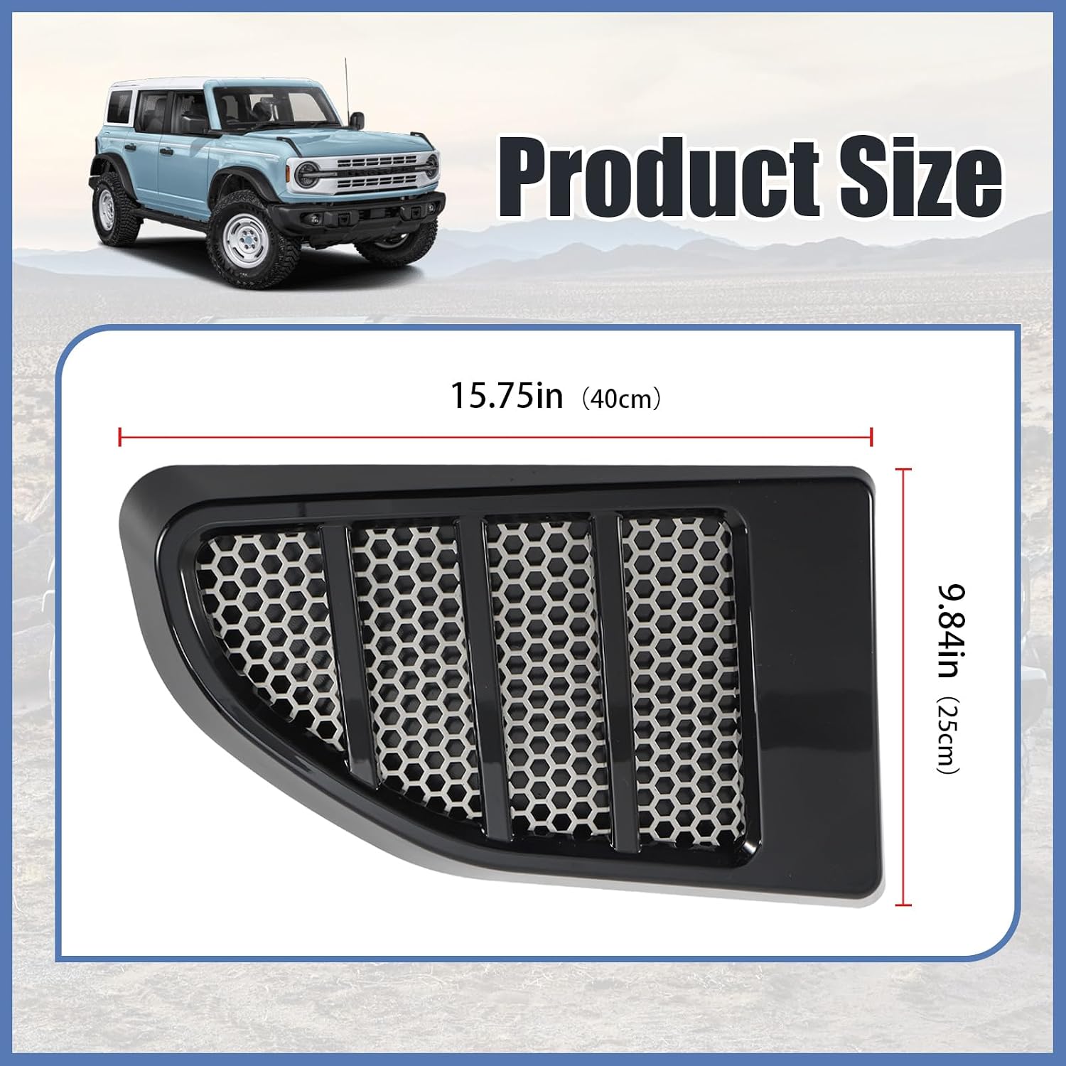 Hood Vent Trim Cover Compatible with Ford Bronco 2/4 2026 2025 2024 2023 2022 2021 Gloss Black Air Vent Outlet Grille Cover Trim(Not for Bronco Sport Not for Raptor)