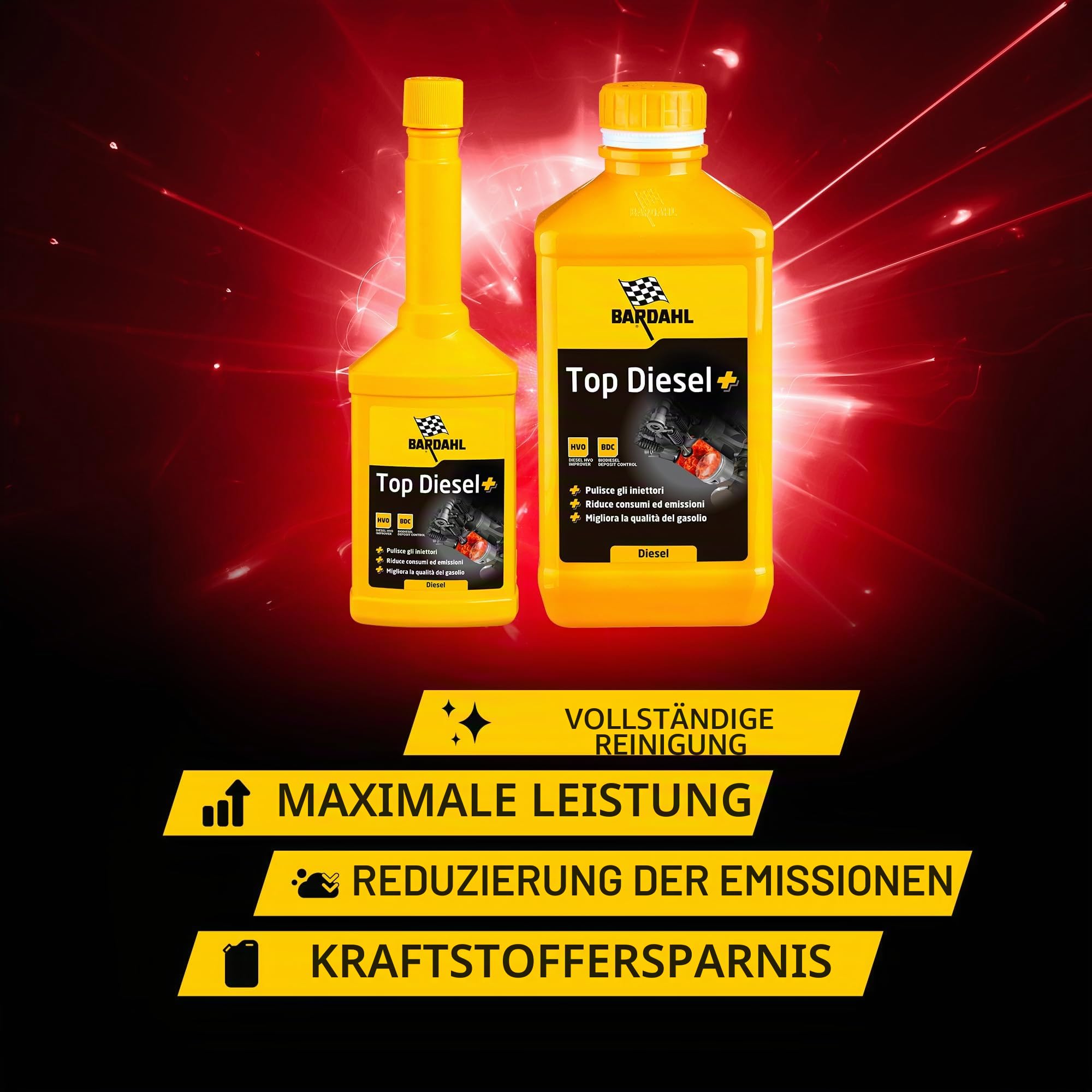 Bardahl - Top Diesel-Additiv, schmiert die Hochdruckpumpe, schützt das gesamte Kraftstoffsystem, reduziert Kraftstoffverbrauch und Schadstoffemissionen, 4 x 250 ml