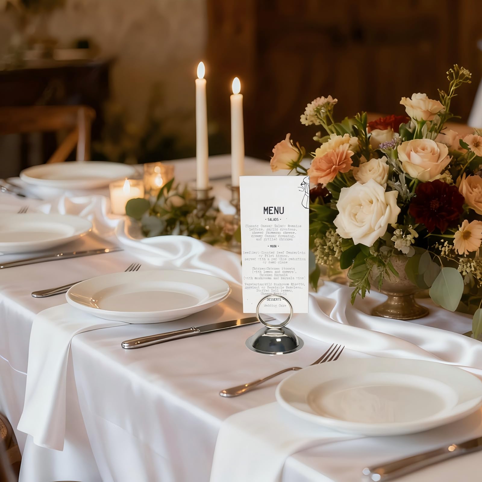 Tischnummernhalter, Ringclip, Tischkartenhalter, Menüständer, Menükartenhalter, Foto-Clips für Hochzeit, Party, Festival, Dekoration, 14 Stück (Silber)