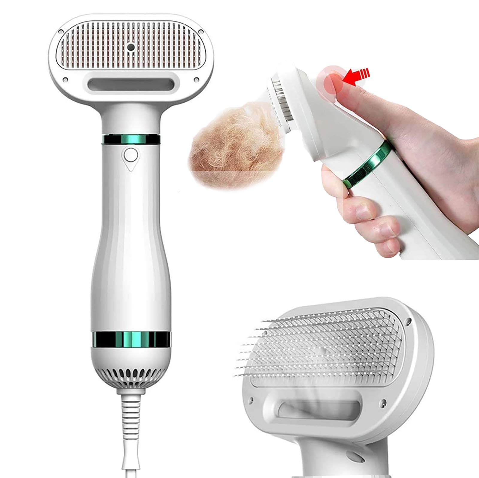 Brosse de sèche-Cheveux pour Petits Chiens de Compagnie, épilation Portable 3 en 1 à Faible Bruit en Un clic, sèche-Cheveux pour Chien à température réglable
