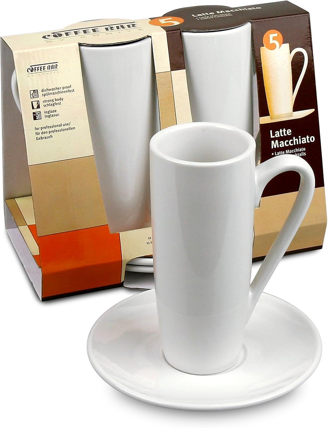 Konitz Coffee Bar Latte Macchiato Cups/Saucers, Set of 2 Amazon.co.uk