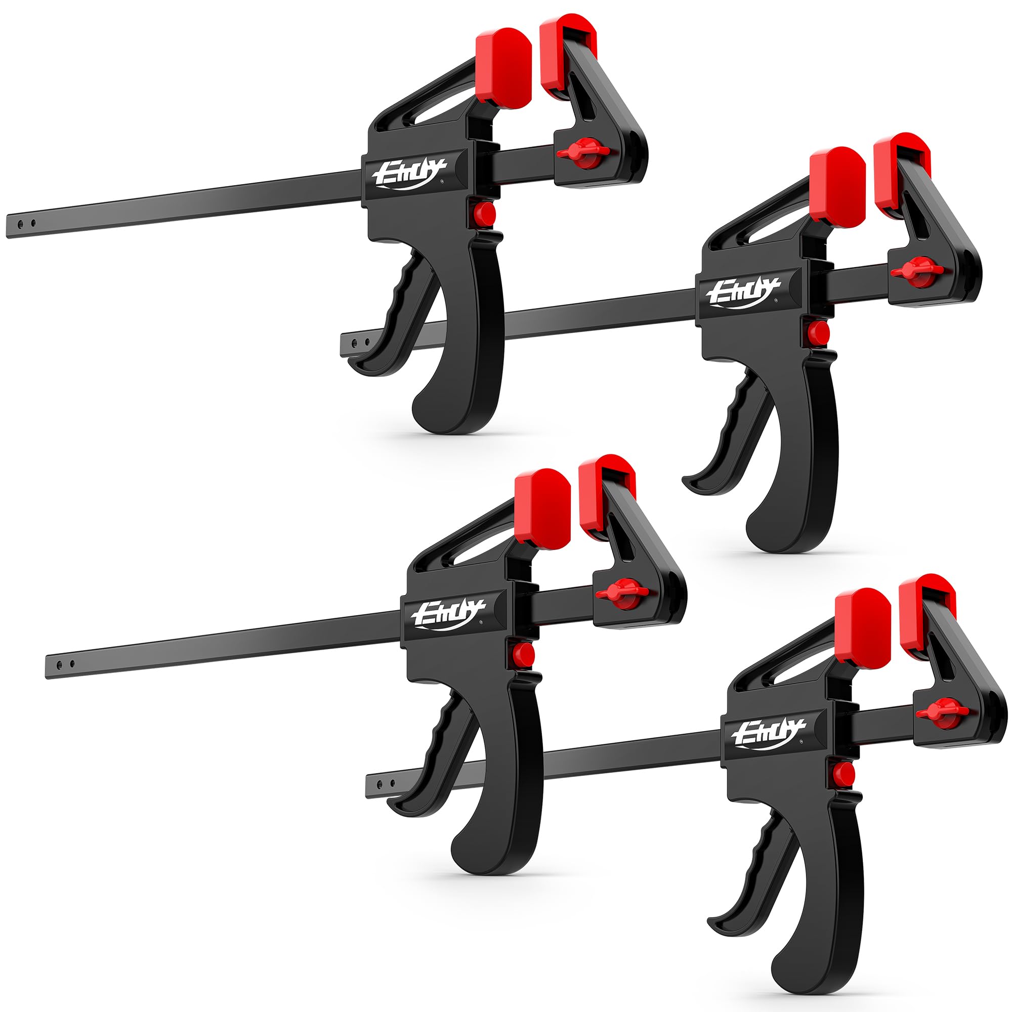 EHDY Bar Clamps for Woodworking, One-Handed Clamp/Spreader, 12-Inch Wood Clamps Set, Light-Duty Quick-Change F Clamp with 130 lbs Load Limit, 4-Pack