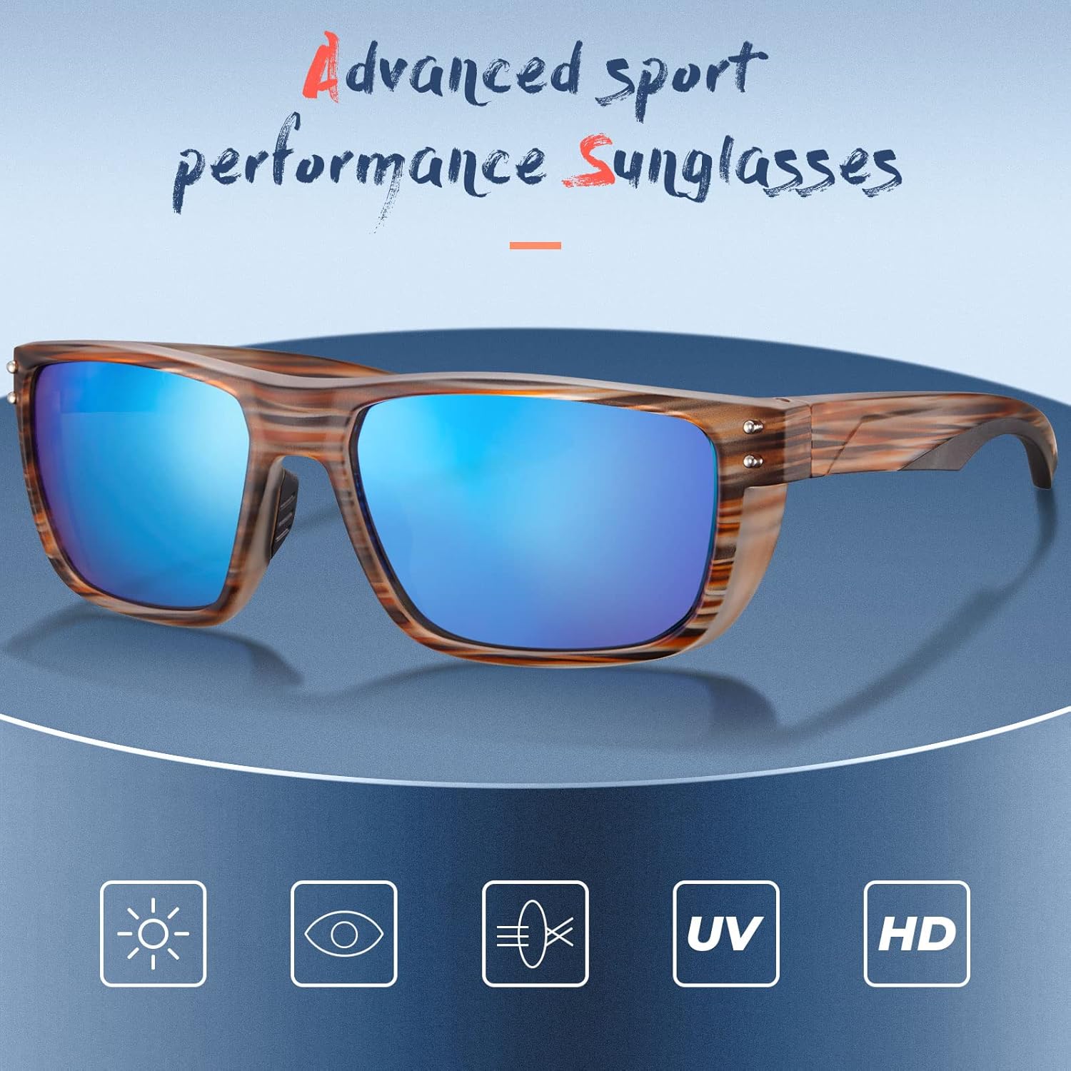 CARFIA Sport Cycling Polarized Sunglasses for Men Driving Fishing Hiking Boating Square Wrapround Glasses - Image 2