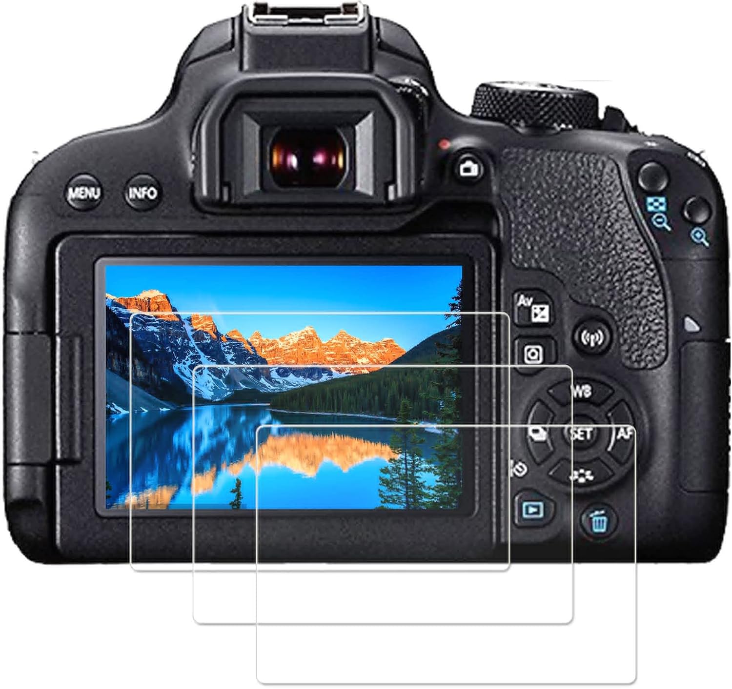 PCTC Screen Protector For Canon 800D 70D 77D 80D 90D T7i, 3 Pack 0.3mm 9H Hardness Tempered Glass Screen Cover