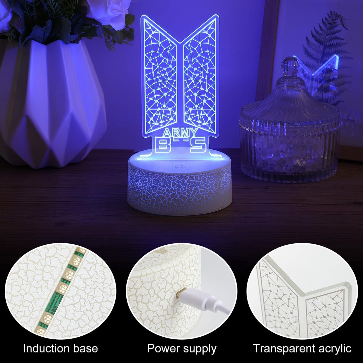 Bangtan Boys 16 Colors LED Acrylic Night Light Bedside Lamps Bedroom Home Room Decoration for Army Fans Gifts - Image 3