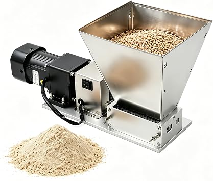 SHZICMY Electric Grain Mill Barley Grinder, Stainless Steel Adjustable Grinder, 44lbs/h High Efficiency Home Small Commercial Use 110V for Wheat Corn Soy Feed Homebrew