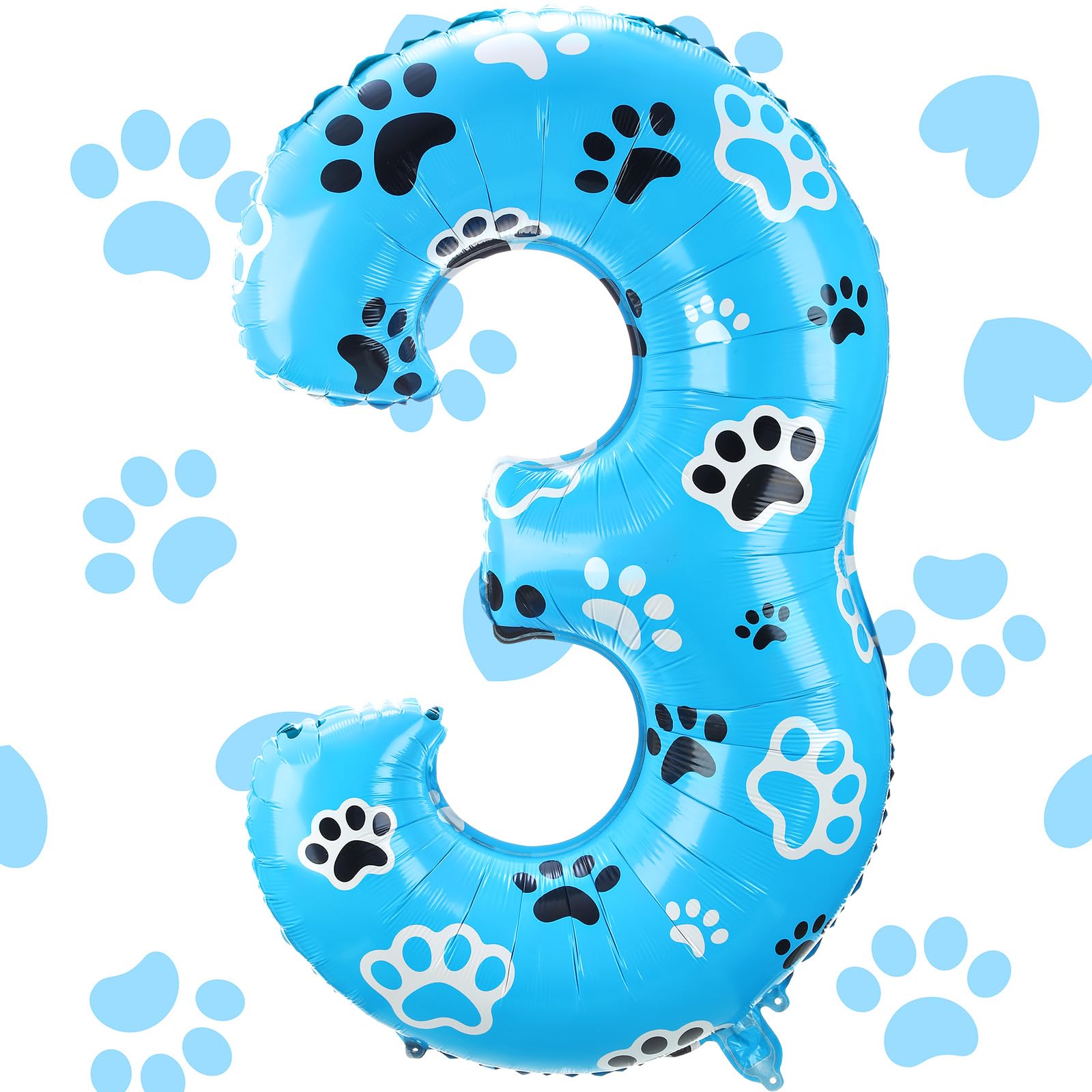 Hungdao 40 Inch Blue Dog Paw Number Theme Balloon Giant Paw Balloon Blue Dog Party Favors for Party Birthday Party Decoration Supplies(Number 3)
