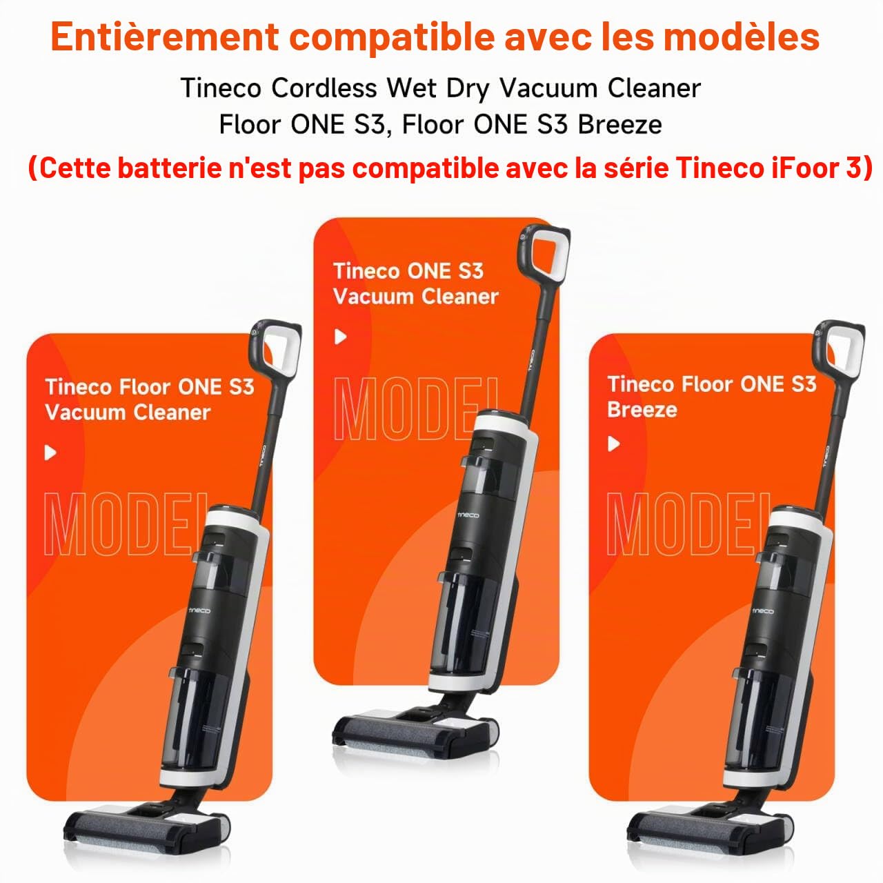 4500mAh/21,6V Aspirateur Batterie pour Tineco Floor One S3, Floor One S3 Breeze, pour Tineco S2, Floor One S2 Batterie Longue durée (1 Batterie + 1 Pinceau + Ruban adhésif 3M)
