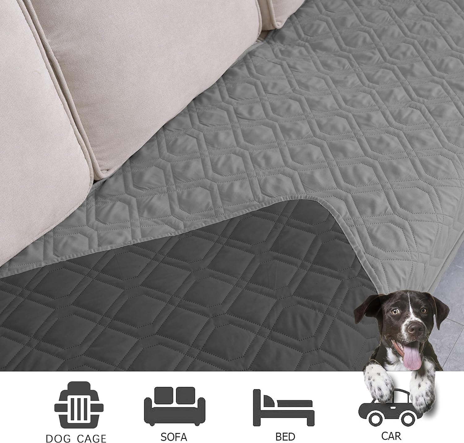 100% wasserdichte Hundedecke-Beidseitig verfügbar und weich Hundematte für großeund kleine Hunde,Schutz für Sofa & Bett& Auto - in der Waschmaschine waschbar (Grau, 137 * 208CM)