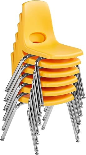 Miniatura 458 de Factory Direct Partners 10355-BL Silla escolar apilable de 10 pulgadas, asiento apilable para estudiantes con patas de acero cromado y rodamientos