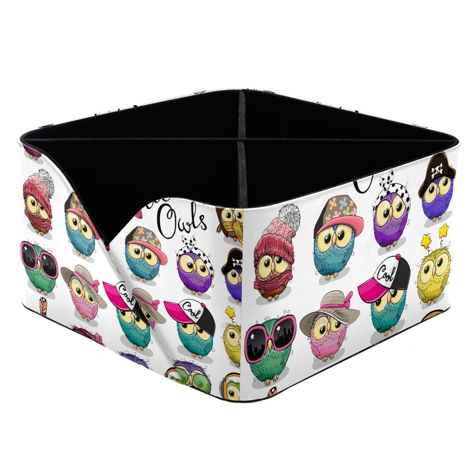 KengjuTesu Furry Owl Team Desktop Organizer Pen Holder, Rectangular Pencil Cup for Office, Study and Makeup Stations