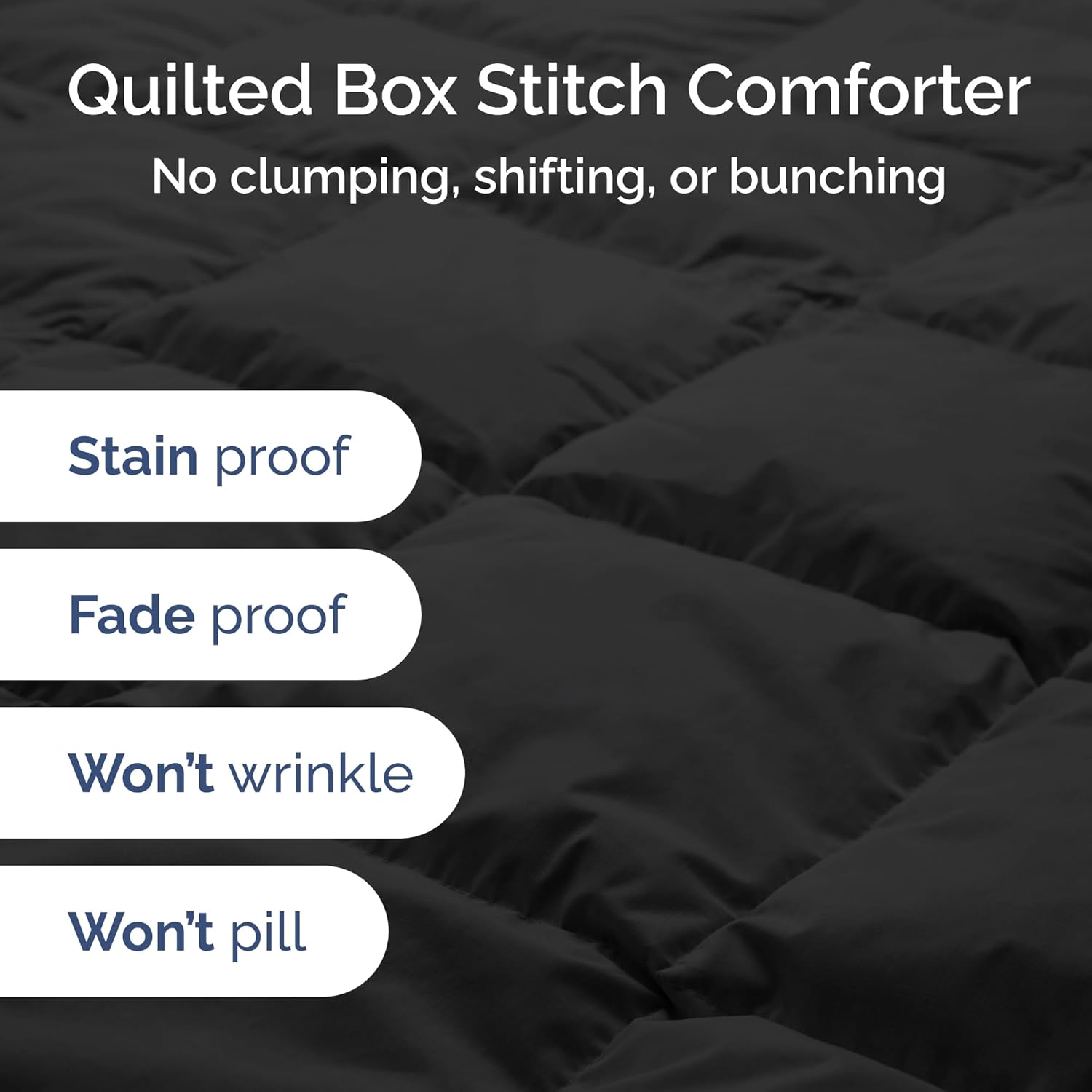 Queen Pillowcases Set of 4 + Queen Size Comforter - Hotel Luxury Quality Bedding for Women, Men, Kids & Teens - Easy-Care & Comfortable - Wrinkle Free Machine Washable Protectors - 4 Piece Set - Black