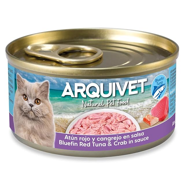 Foto 2 de 4 de Pack 24 Unidades - Filetes de Atún Rojo Bluefin con Cangrejo - Latas de 80 g - Comida húmeda para Gatos