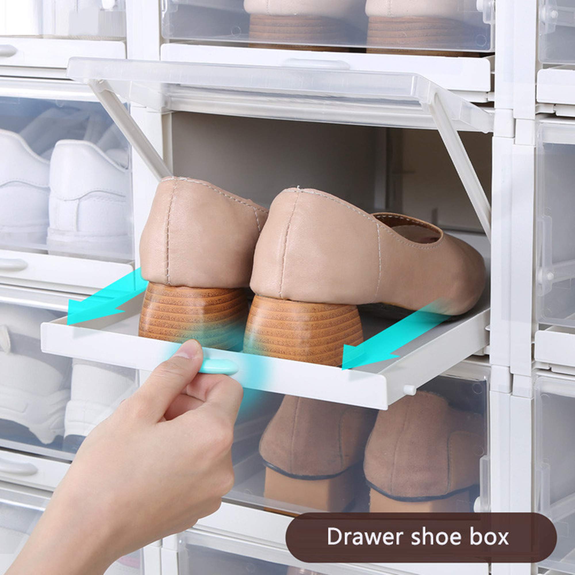 Genérico Organizador de Almacenamiento de Zapatos apilable con cajón extraíble, Zapatero Modular para Ahorrar Espacio y Vitrina Transparente