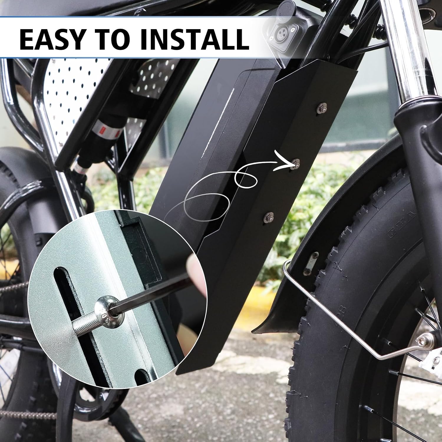 Upgraded Extended Version Middle Fender Splash Mud Guard for YVY & TST E-bike, Thickened Steel Mudguard,Central Dirt Protector Middle Mudguard Flap Middle Dust Cover for Ridstar