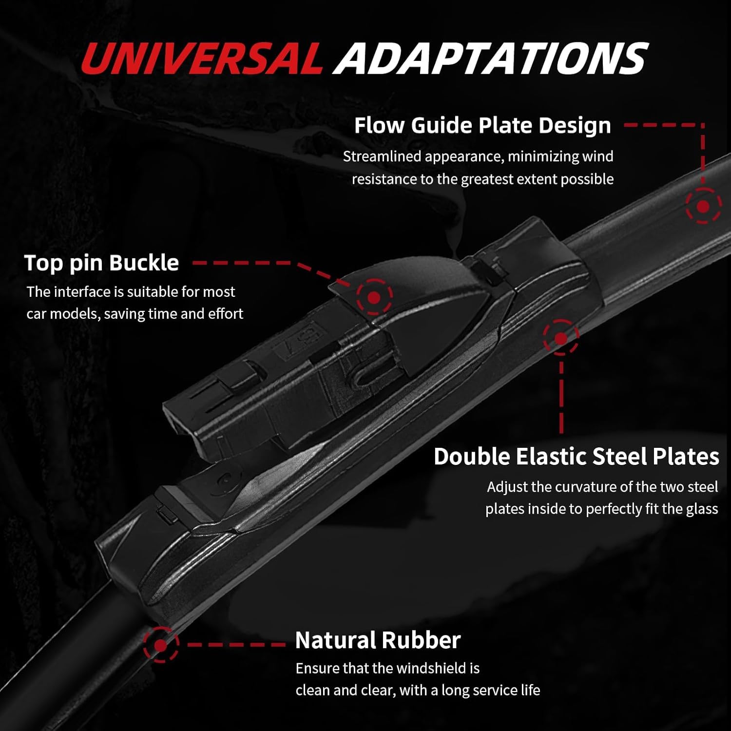 OTUAYAUTO Windshield Wiper Blades Replacement for Toyota Prius 2016-2023, All-Extreme Weather Performance Quiet No Trace Front and Rear Wipers Top Lock 28"+16"+16" (Pack of 3)