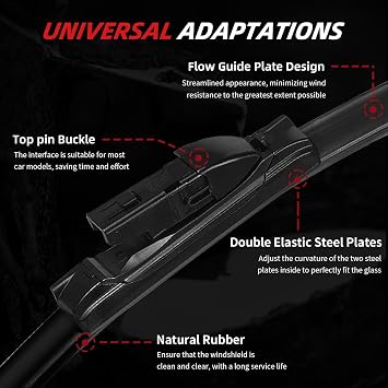 OTUAYAUTO Premium Windshield Wiper Blades Replacement for Subaru Ascent 2019-2023 All-Extreme Weather Performance Quiet No Trace, Front and Rear Wipers Top Lock 26+20+14 (Pack of 3)