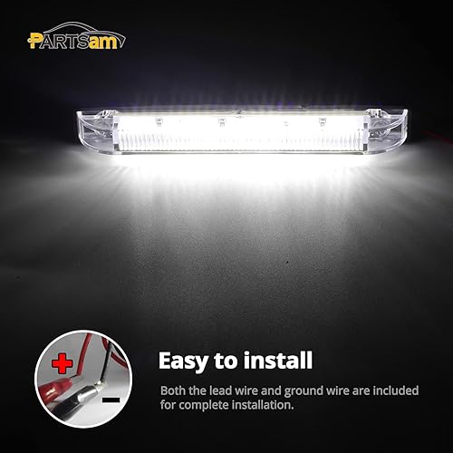 Miniatura 3 de Partsam 4 tiras de luz blanca de 6 pulgadas con 12 luces LED para barcos, barra de luz marina, remolque, camión, caravana, caravanas, luces LED