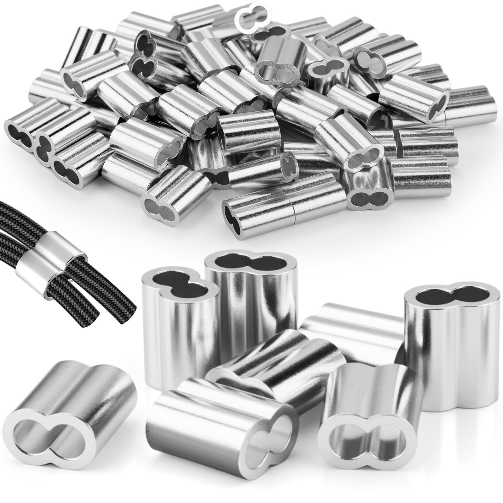 60 sztuk zacisków linowych 4 mm, tuleje zaciskowe, zaciski zaciskowe, linka gumowa, do przyczepy, liny do plandek, liny ekspandera, tuleje zaciskowe, tuleje zaciskowe, tuleje zaciskowe, tuleje