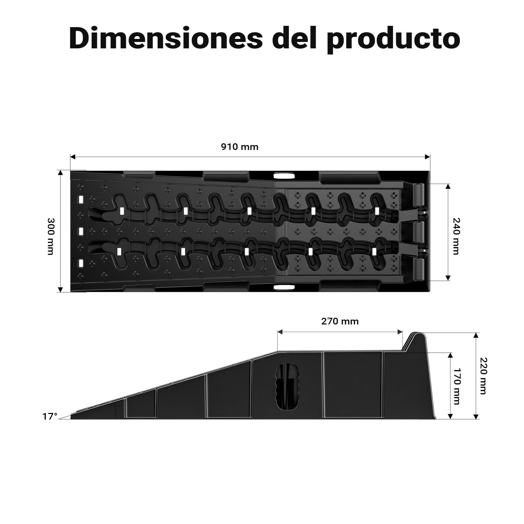 XPOtool Rampa de Acceso para Cargas hasta 5 toneladas 2 Piezas Hechas de plástico rampas de Carga vehículos Pesados Coches