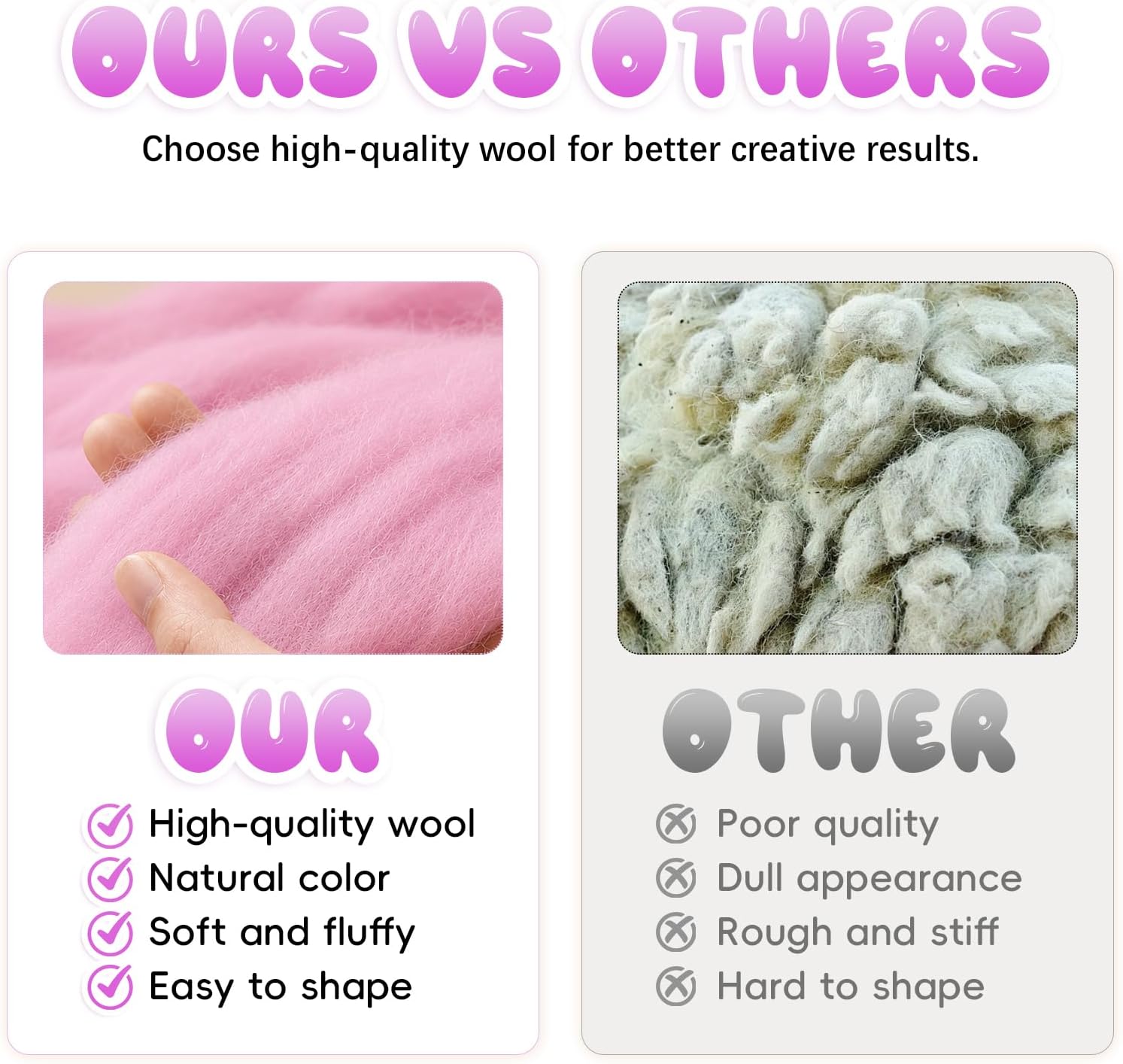 1.76oz(50g) Wool Roving: Needle Felting Wool White Roving Wool Felting Supplies Pure Wools Chunky Yarn Spinning Wool Roving for Needle Felting Wet DIY Hand Spinning(Magenta)