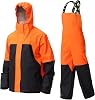 Professional rain suit for men 3-piece set made of waterproof rain jacket and dungarees durable eco-PU material two-tone design for outdoor use WS-017