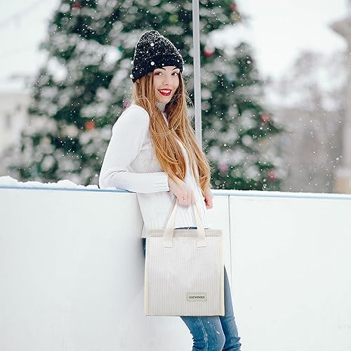 Miniatura 8 de TELLUMO Lonchera de pana para mujeres y hombres, bonita lonchera aislada con gran capacidad (7.5 litros), bolsa de almuerzo reutilizable para el
