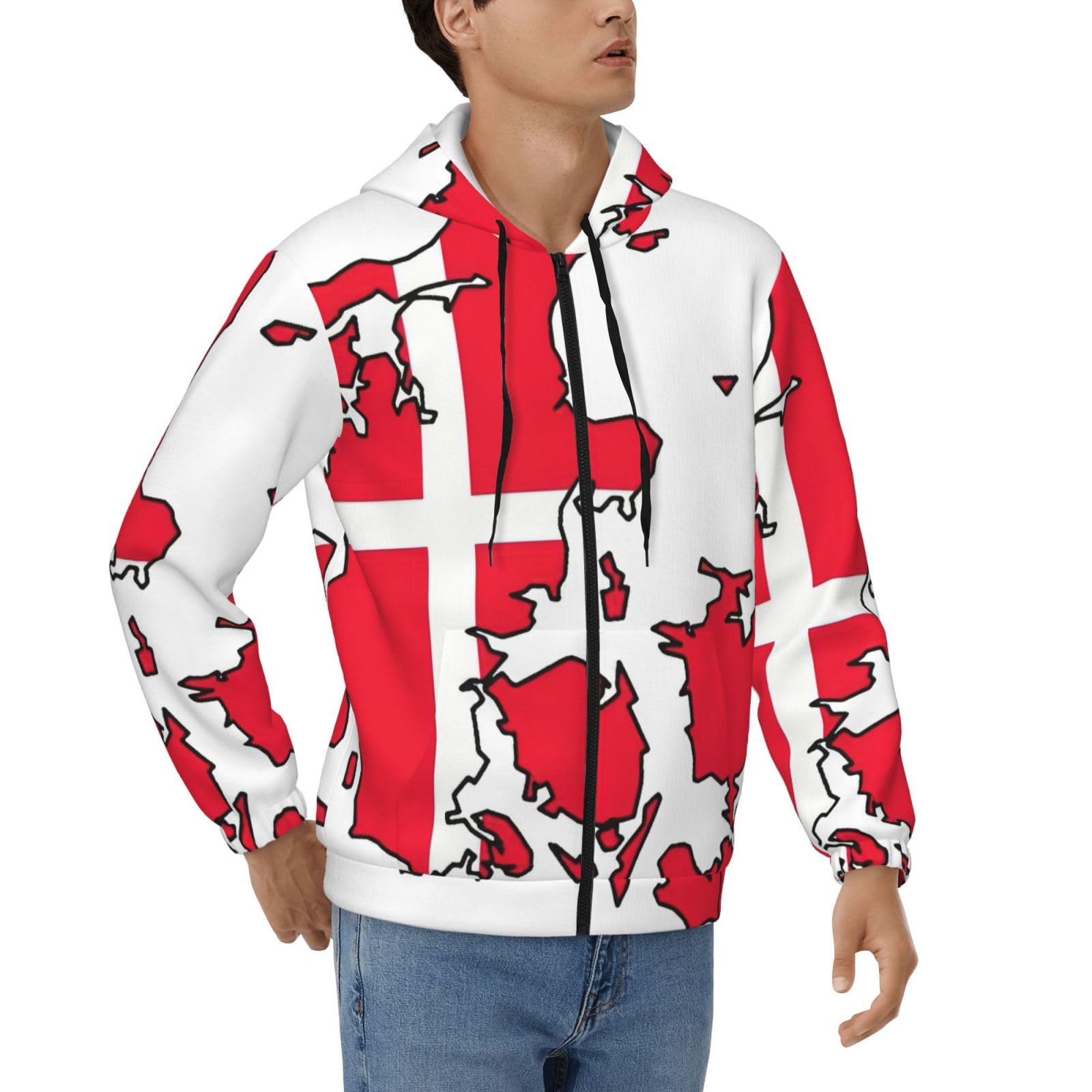 Sweat à fermeture éclair ajustable homme drapeau danois chaud - 8