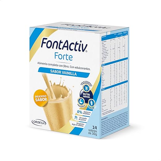 FontActiv Forte Vainilla | 14 Sobres | Suplemento Nutricional con Fibra para Adultos - 0% Azúcares añadidos