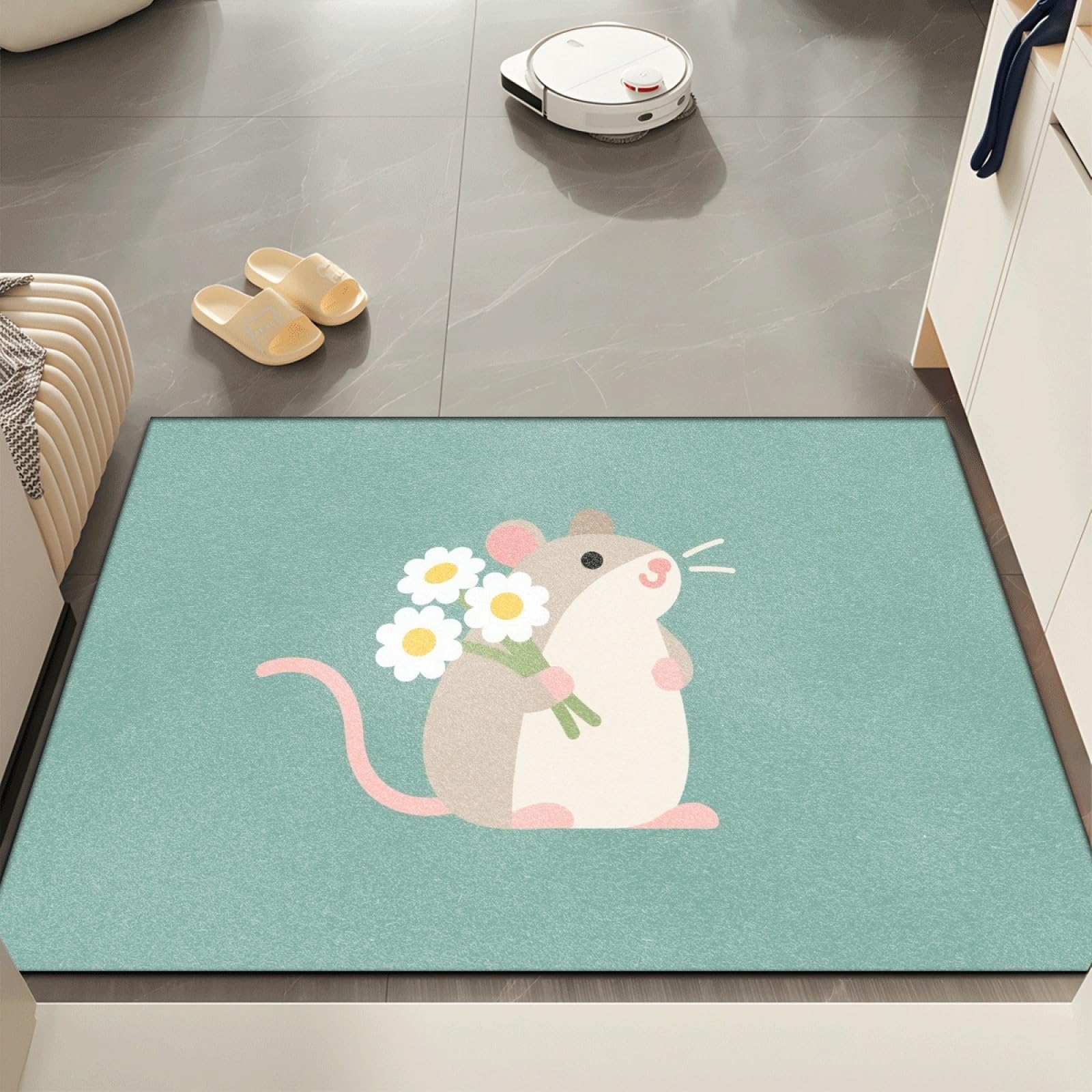 Paillasson intérieur extérieur animaux verts tapis d'entrée antidérapant 80x120 cm lavable