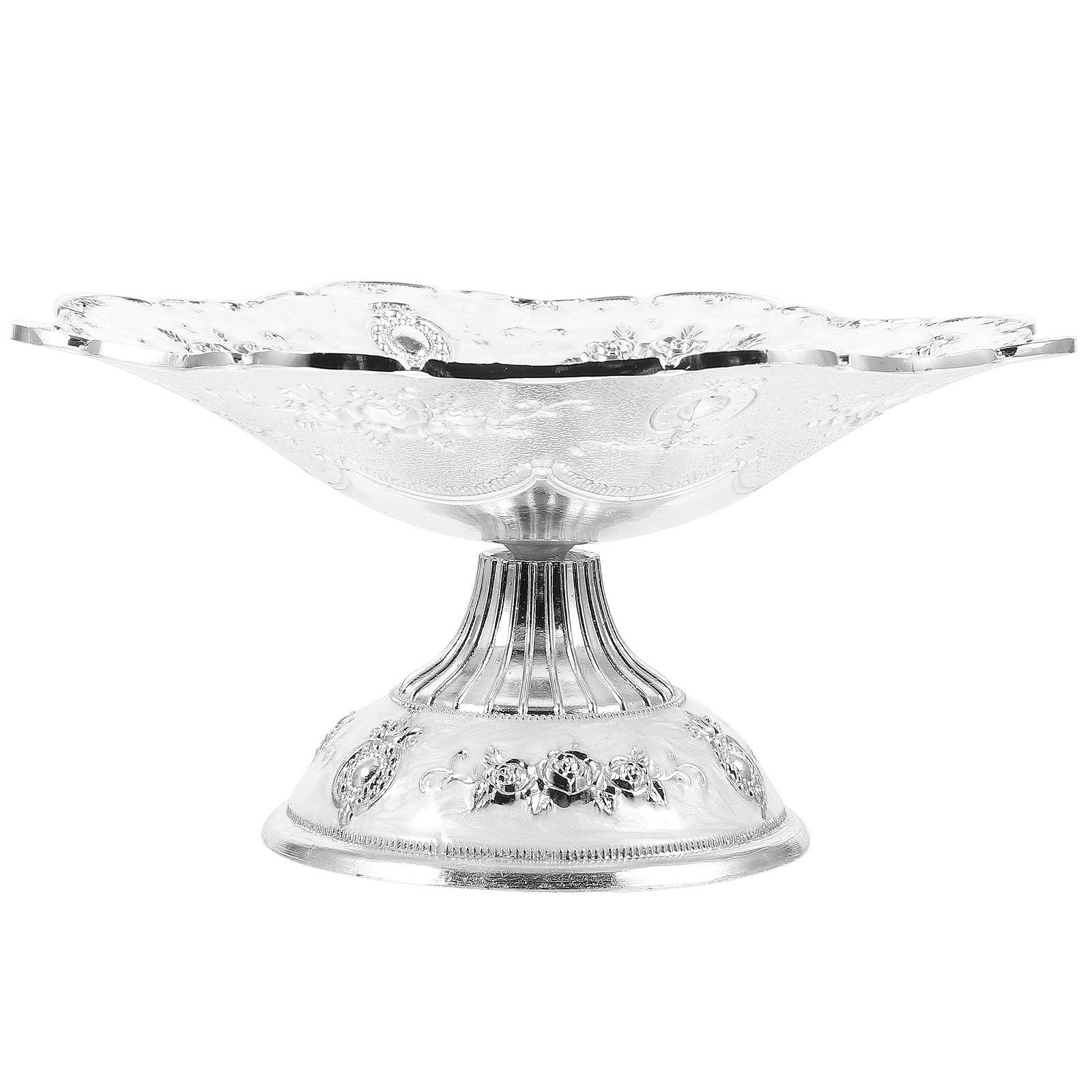 Plato de Fruta de Aleación de Zinc Color Plata, Almacenamiento de Frutas y Snacks, Resistente y Elegante para Sala de Estar y Mostrador Estilo Europeo Vintage
